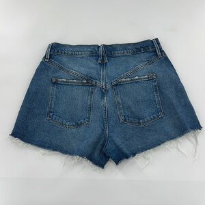 Good American shorts women Blue denim Distressed Cut-Off western cut size 8‎